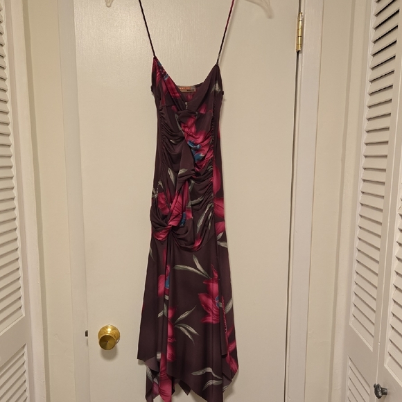 Prada Dresses & Skirts - Prada Asymmetrical Dress in Pink and Brown Floral